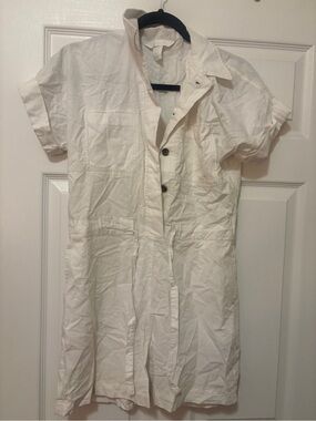 H&M White Short-Sleeve Utility Romper